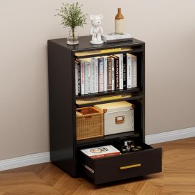 Kitchen Storage Cabinet, Metal Pantry Cabinet with Flip-up Doors, Microwave Stand with Drawer and Shelves (Color: Black)
