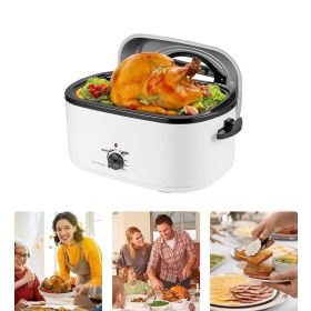 Turkey Roaster with Visible and Self-Basting Lid for Household (Color: White, Capacity: 22 Quart)