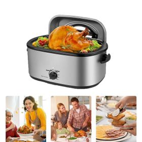 Turkey Roaster with Visible and Self-Basting Lid for Household (Color: Silver, Capacity: 22 Quart)