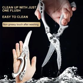 "Heavy-Duty Detachable Kitchen Shears - German Stainless Steel Multi-Purpose Scissors for Meat/Fish/Fruits" (Material: 430 stainless  steel,aluminum handle)